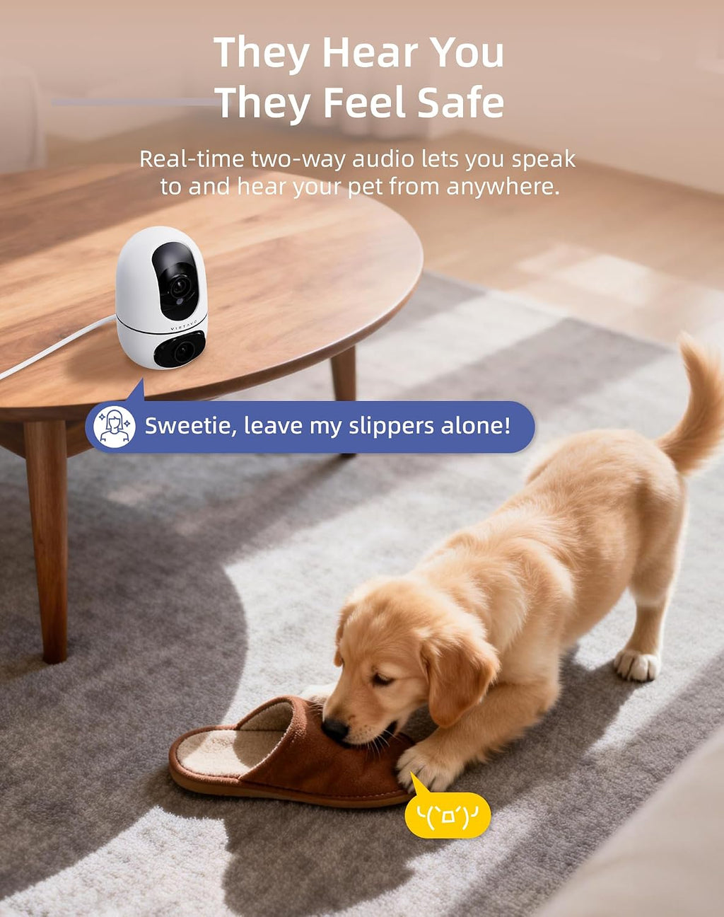 VIRTAVO AI Pet Camera Indoor with Phone App for Dog, Cat, Puppy, Dual-Lens