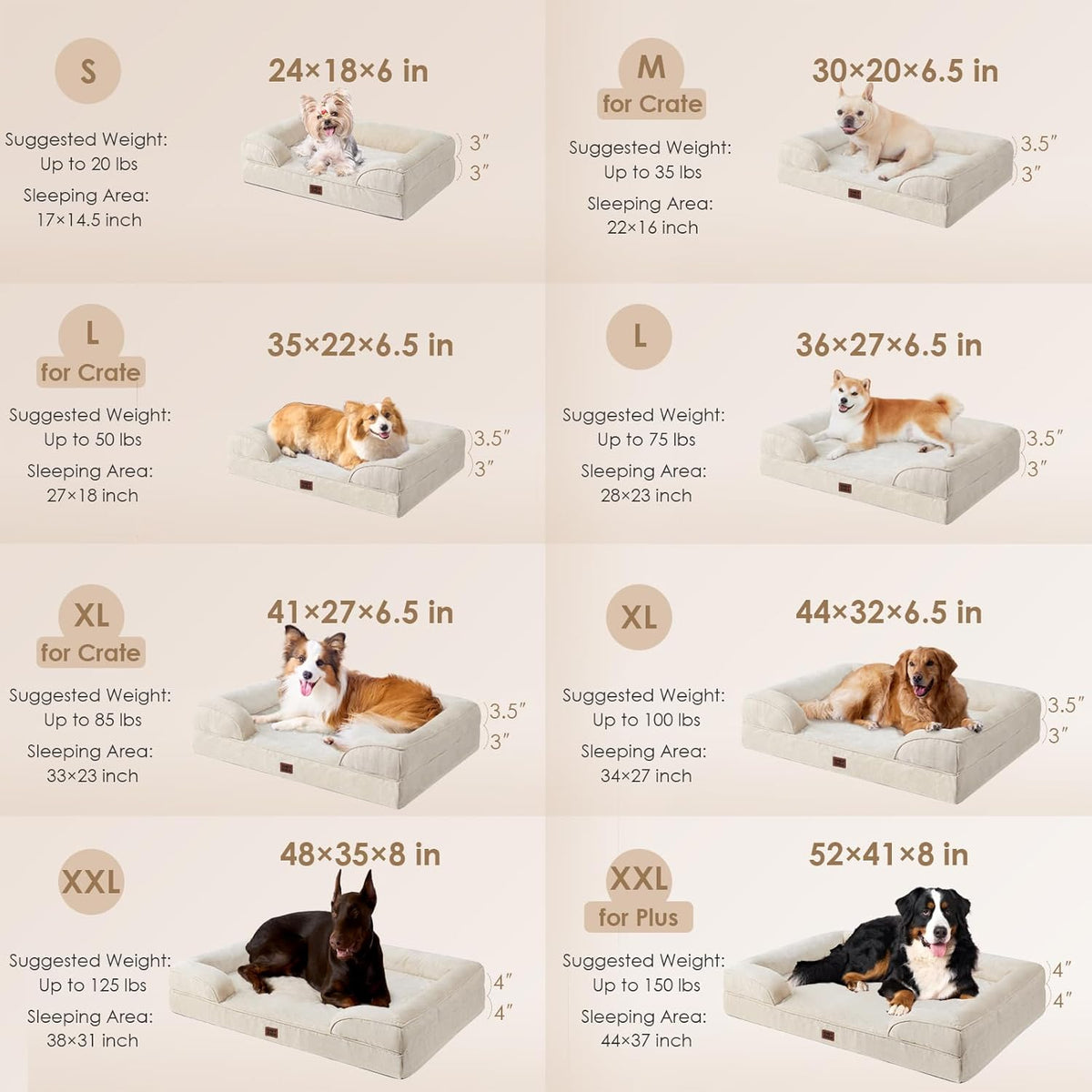 EHEYCIGA Orthopedic Small Dog Bed, Waterproof Memory Foam Washable Pet Beds