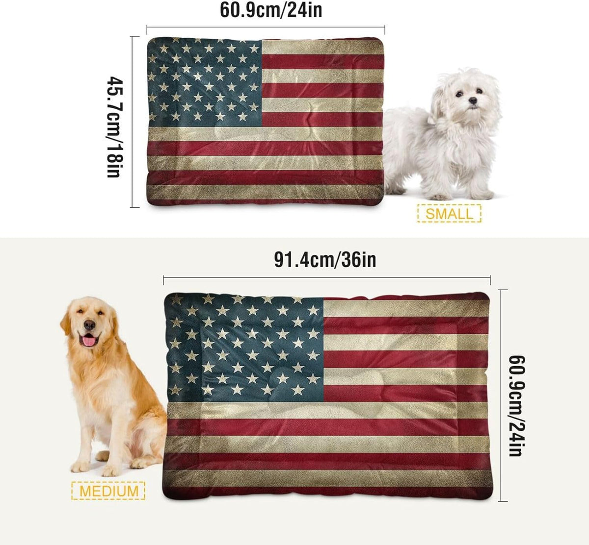 Blueangle Vintage American Flag Pet Bed, Comfortable Bed Mat for Cat and Small Medium Dogs Puppy, 24x18in