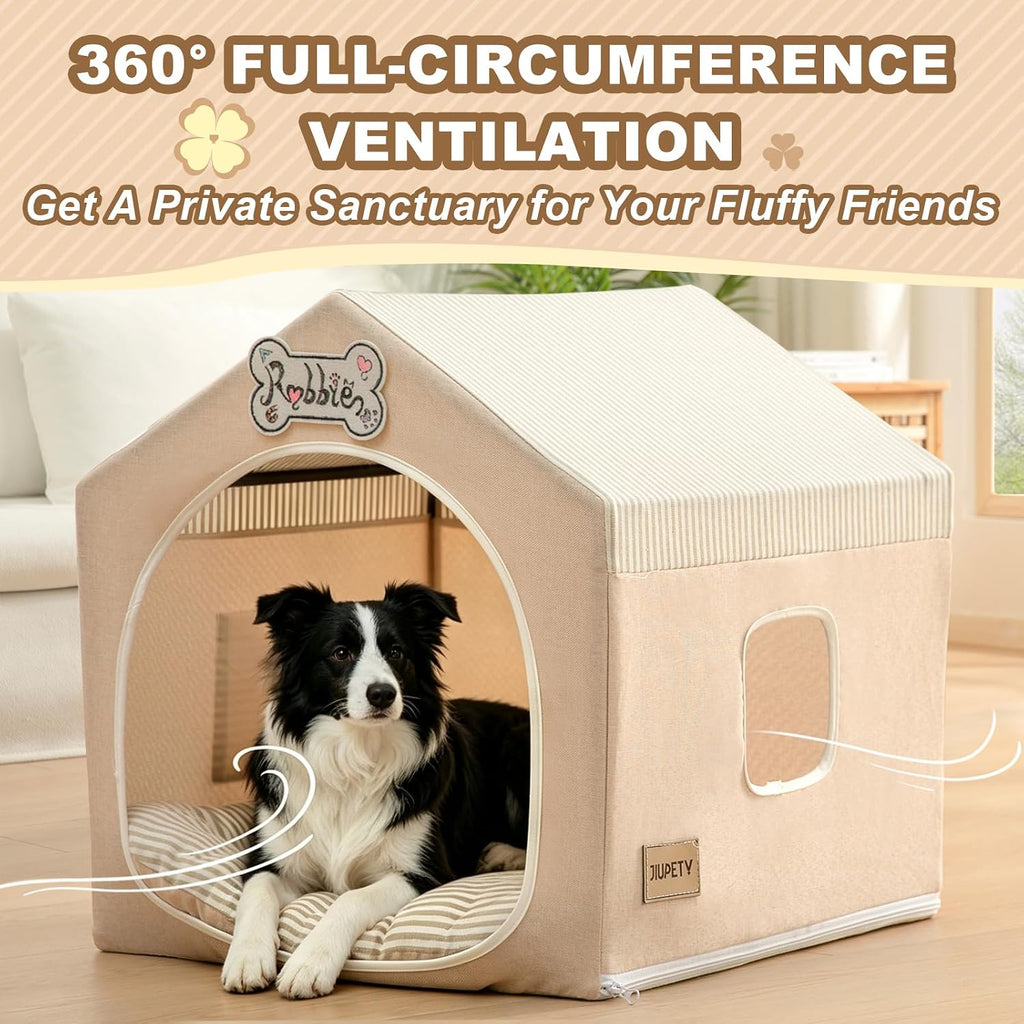 ndoor Dog House with Frame, Cute Dog Tent Bed with Cover Cave