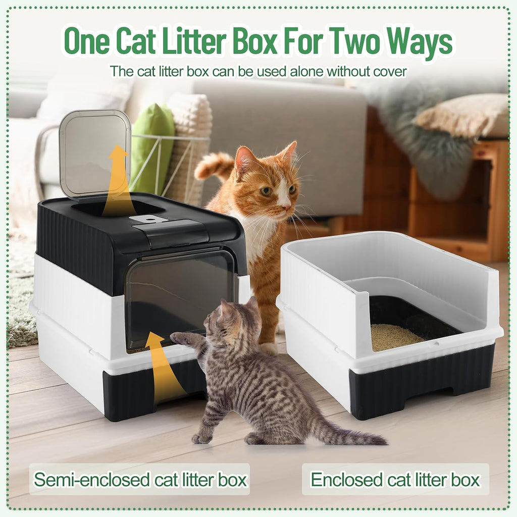 Tioncy 7 Pcs Kitten Litter Box Starter Kit, Enclosed with Shovel, Black