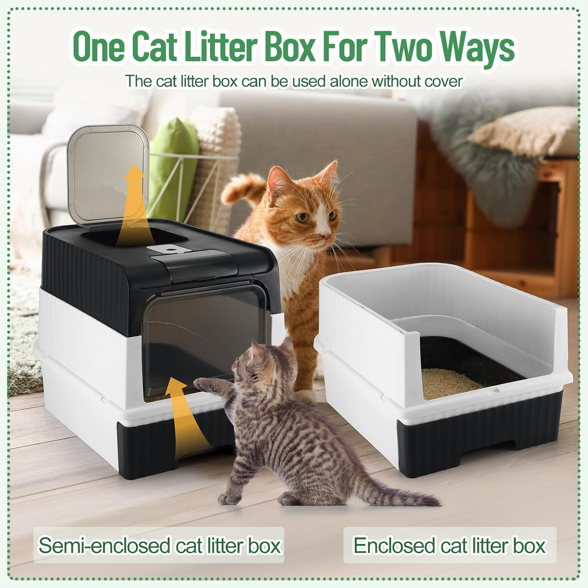 Tioncy 7 Pcs Kitten Litter Box Starter Kit, Enclosed with Shovel, Black