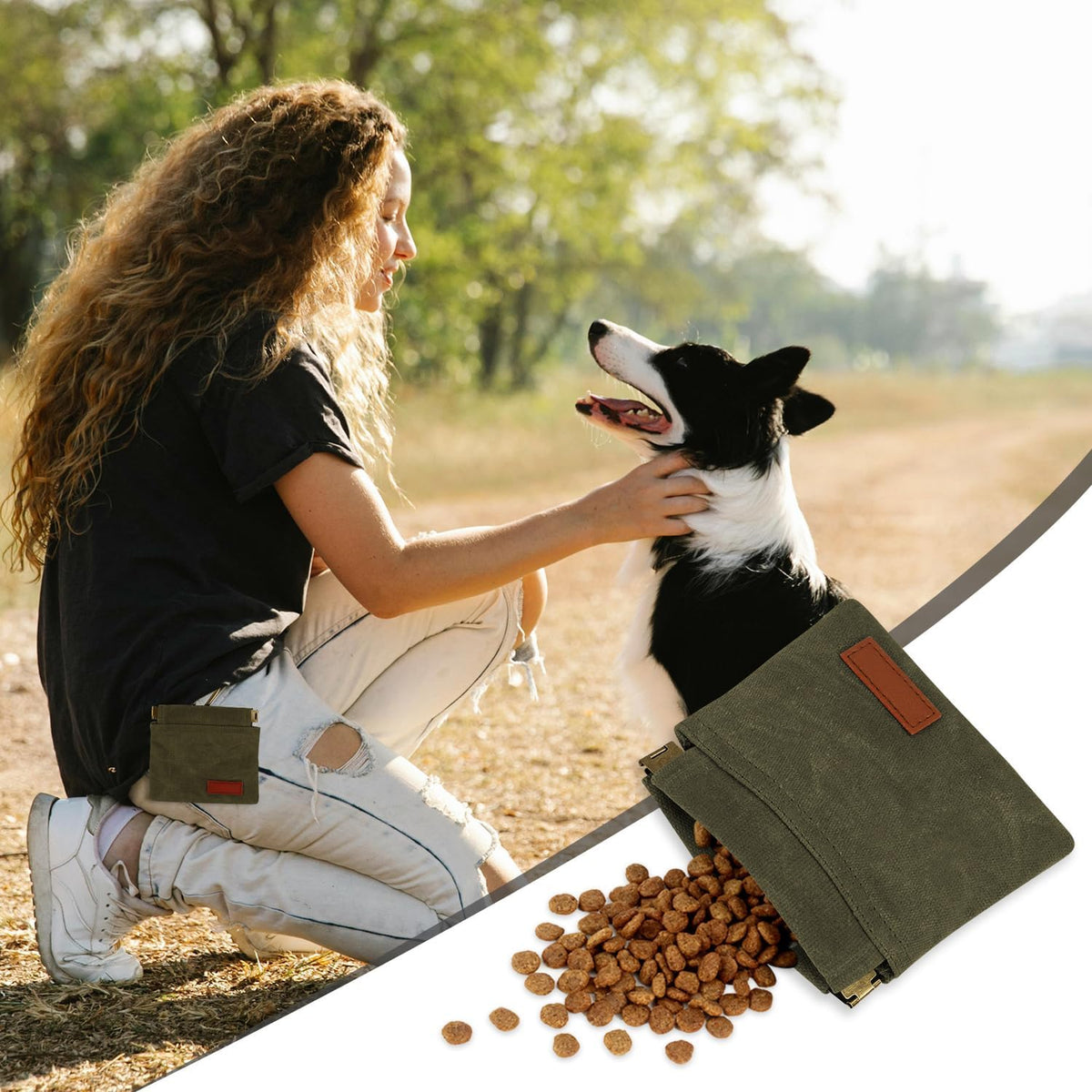 1 Pcs Pocket Pet Training Pouch,Dog Treat Pouch (Olive drab)