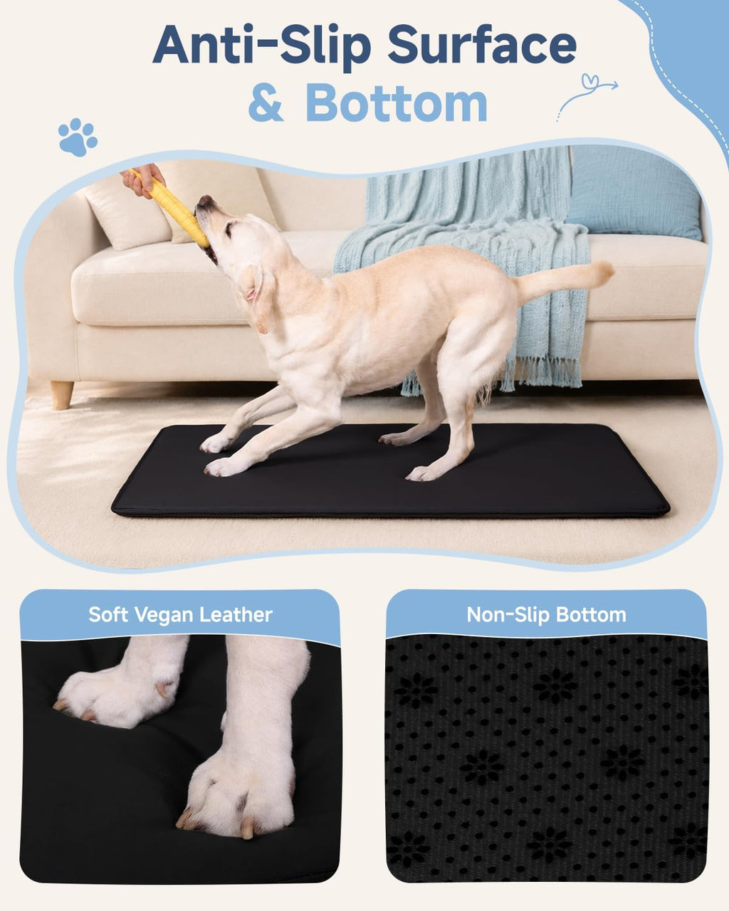 XL Large Dog Crate Pad Mat, Waterproof Wipeable Pad, 41x27, Black