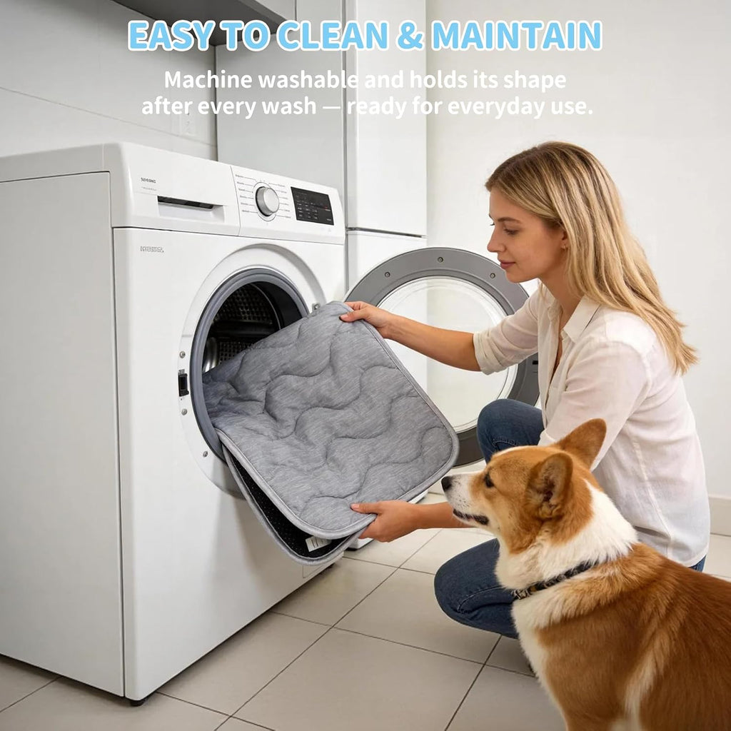 Dog Cooling Mat Q-Max>0.4 39.4" *27.6" Self Cool Pad for Dogs and Cats with Anti-Slip Bottom, Washable Portable Pet Sleeping Pad for Summer，Larger Size Grey