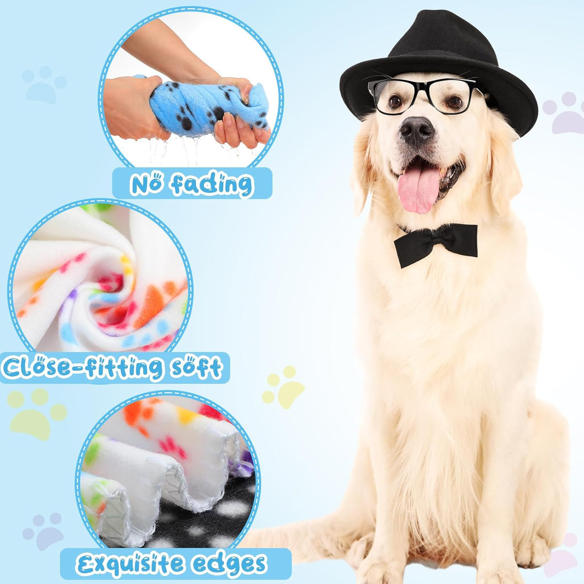 Eccliy 20 Pcs Puppy Blanket Fleece Pet Dog Throw, Paw, 39 x 35 Inch
