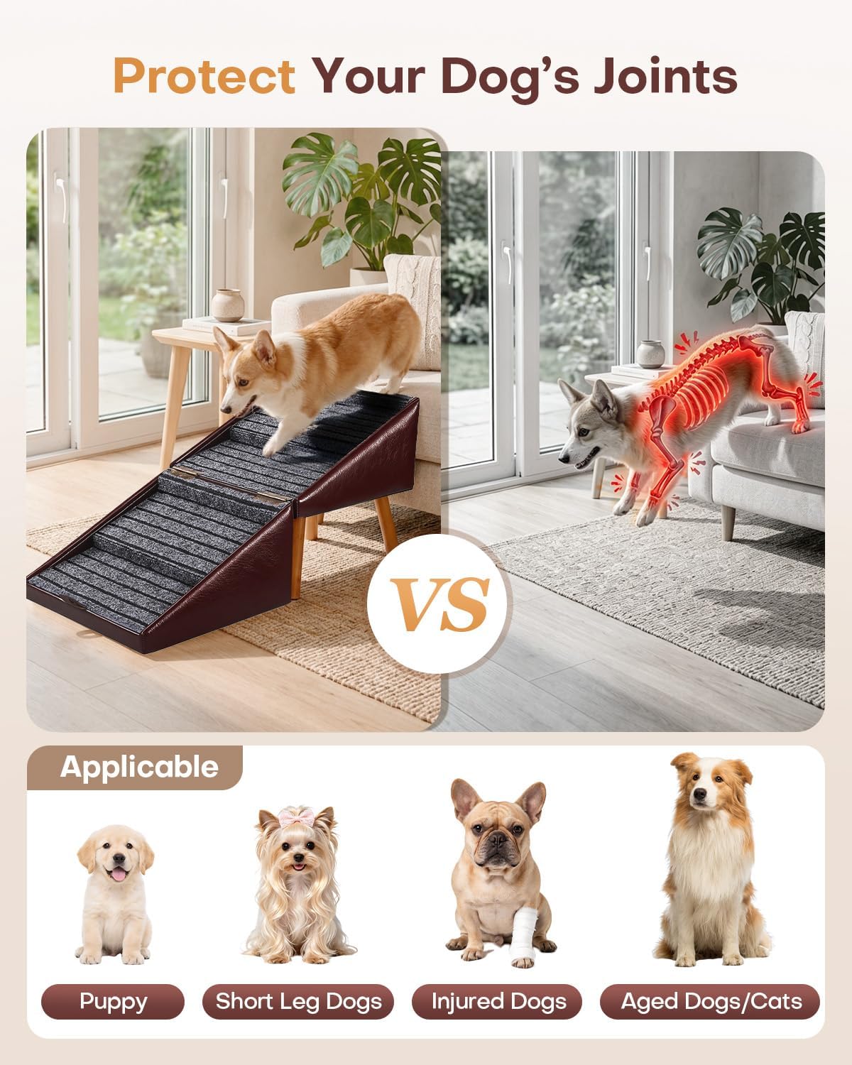 Dog Stairs for Small Dogs Foldable Dog Ramp for Couch