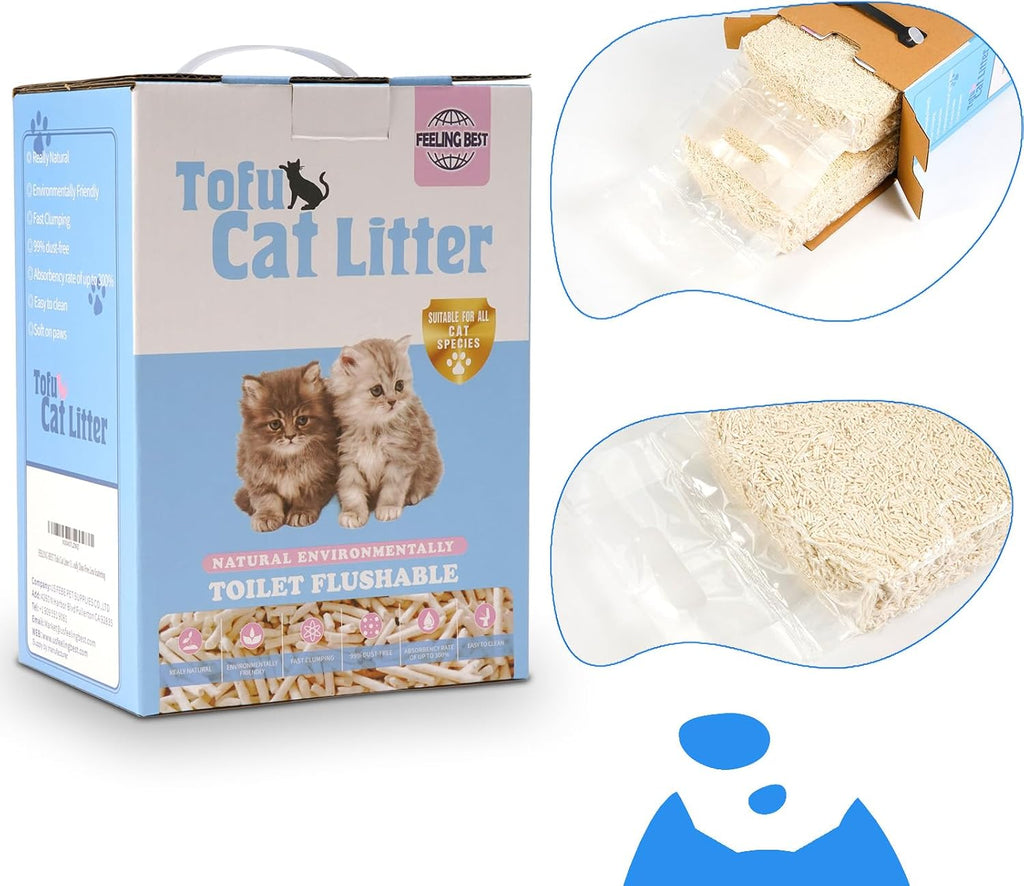 Feeling Best Tofu Cat Litter, Fast Clumping, Unscented, 11.2lb