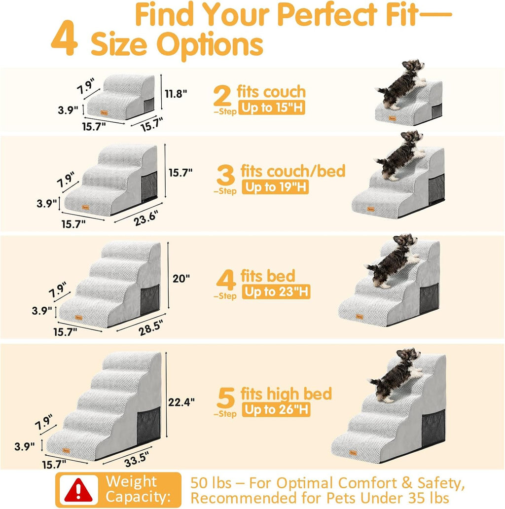Topmart High Density Foam Pet Steps 2 Tiers,11.8" High,Non-Slip Dog Stairs