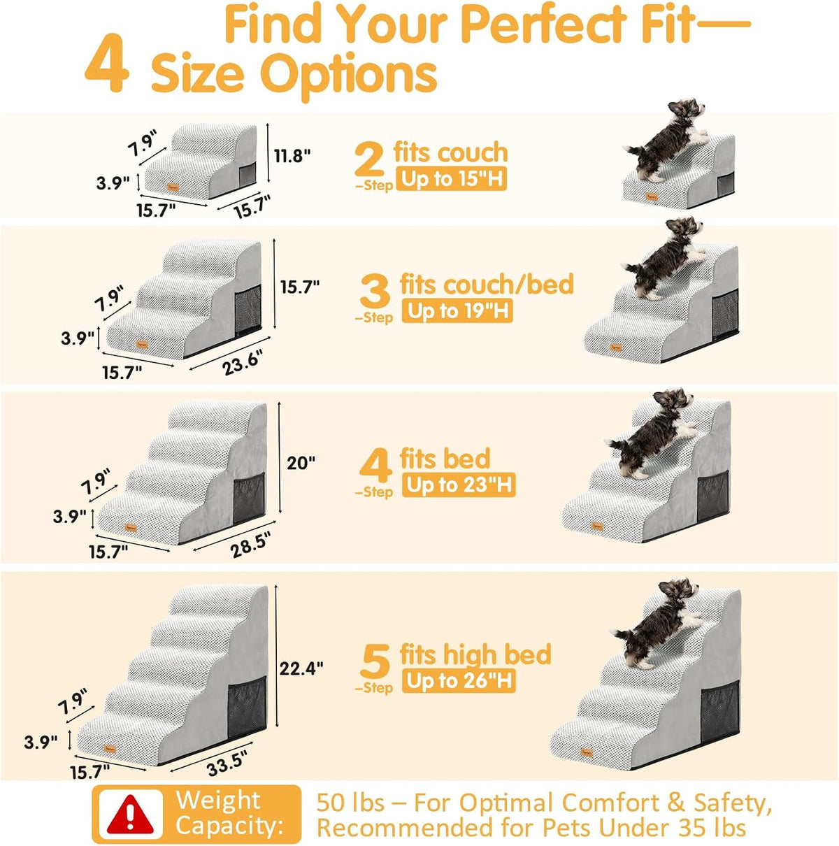 Topmart High Density Foam Pet Steps 2 Tiers,11.8" High,Non-Slip Dog Stairs