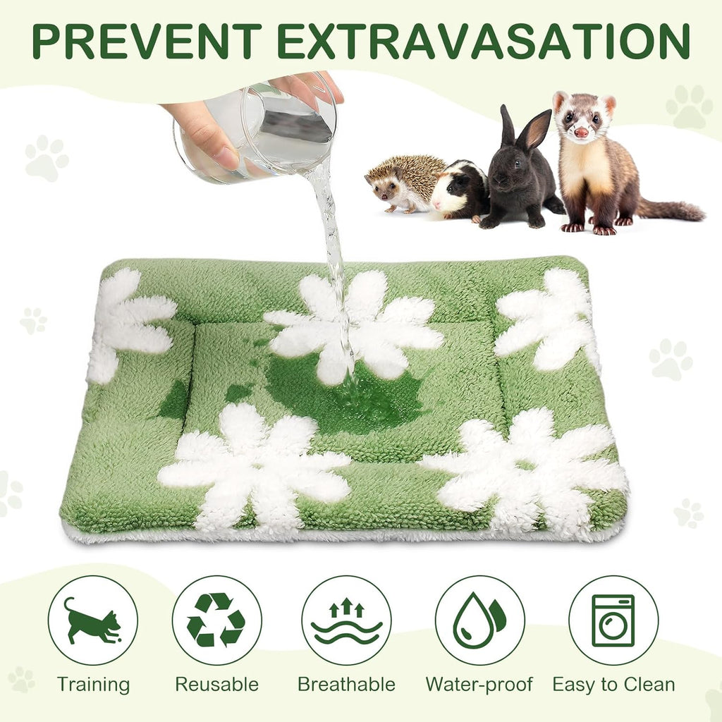 Haull 4 Pcs Waterproof Guinea Pig Bedding Mat, White Flowes, 13 x 10