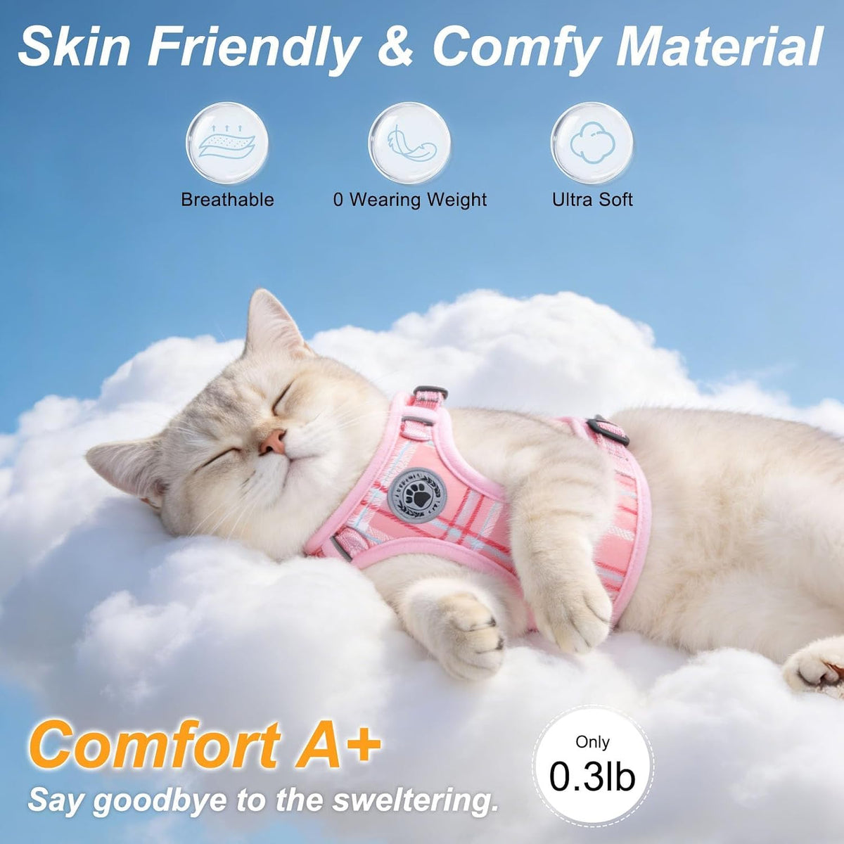 BEAUTYZOO Cat Harness and Leash Set, Escape Proof and Adjustable, Pink