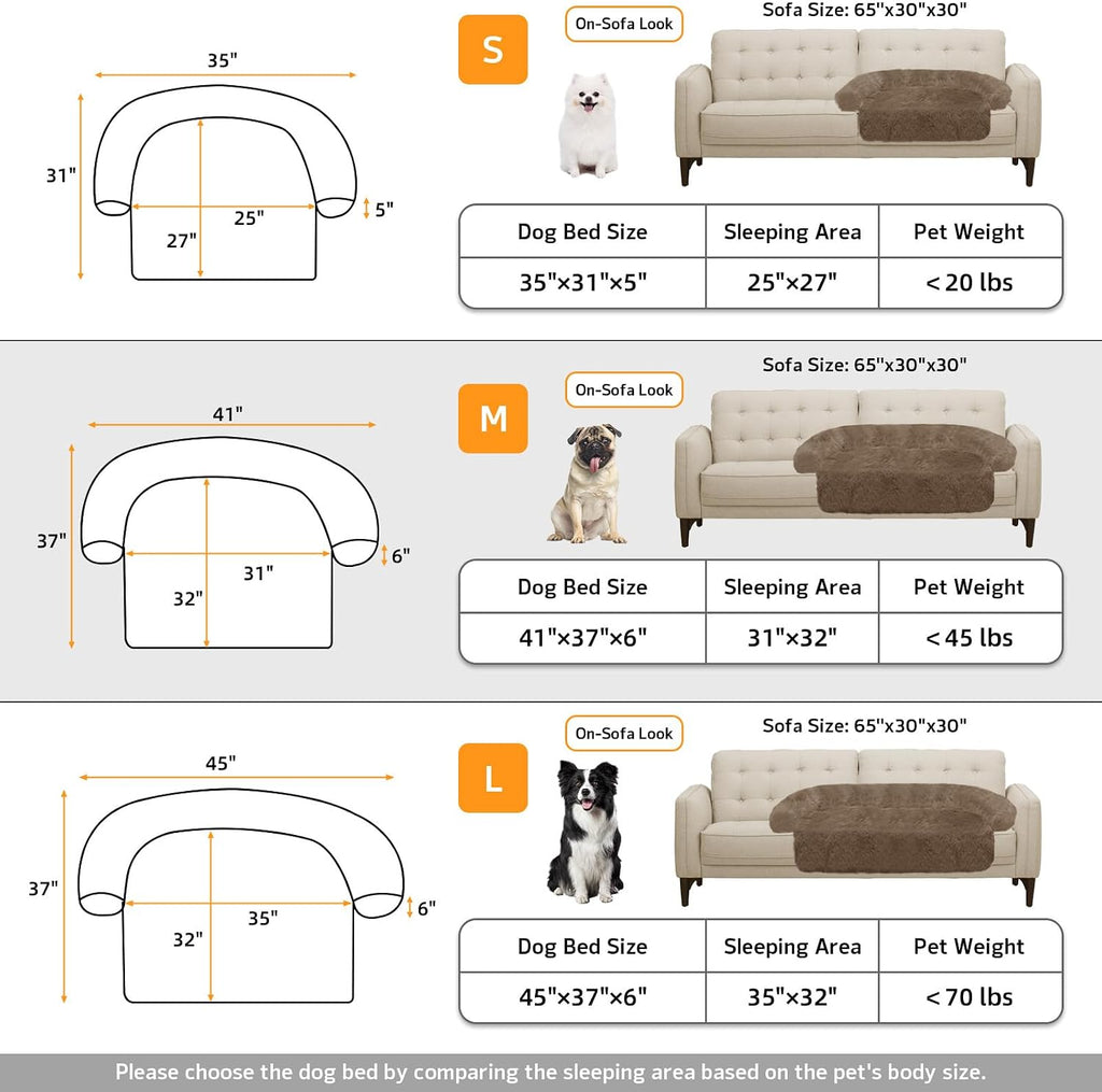 Calming Dog Bed Fluffy Plush Dog Mat for Furniture Protector with Removable Washable Cover for Large Medium Small Dogs and Cats (Medium(41x37x6), Camel)