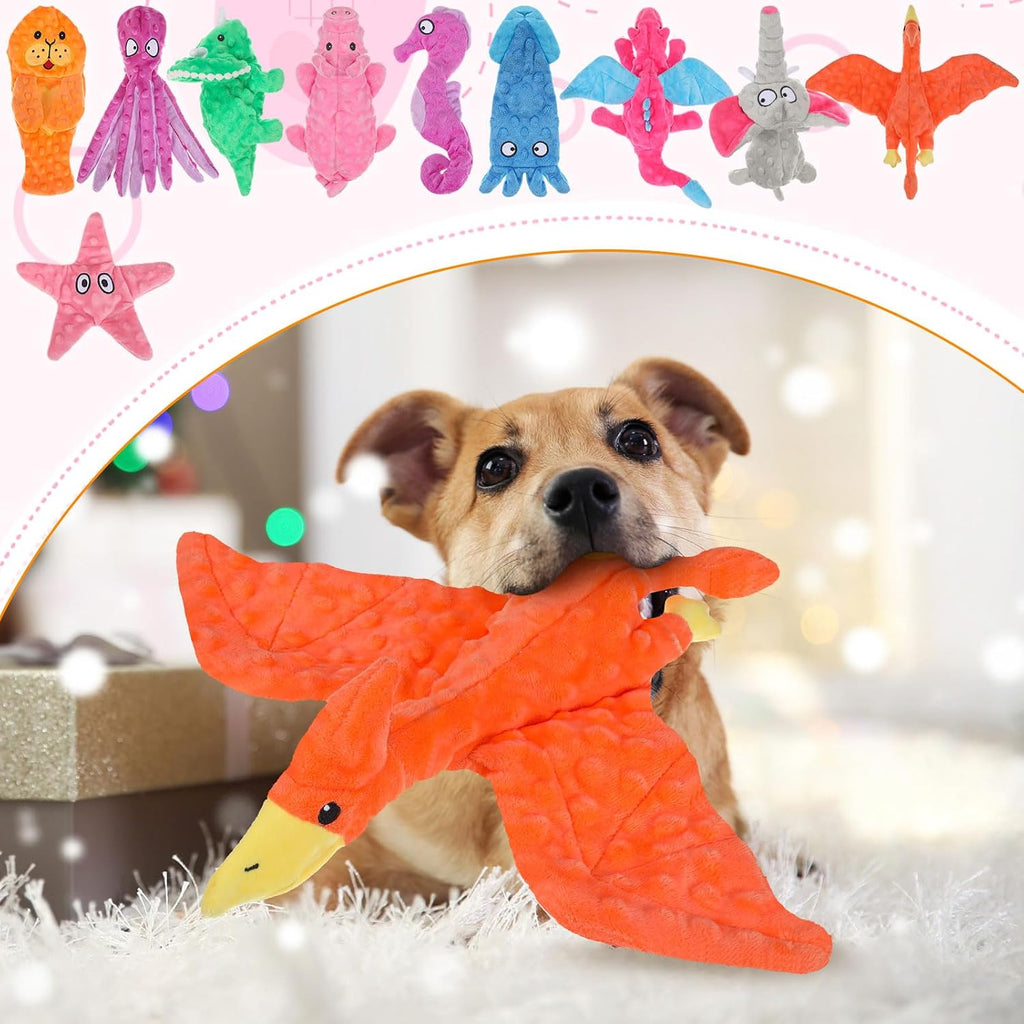 Sratte 10 Pcs Dog Squeaky Toys No Stuffing Crinkle Chewers,Assorted Style