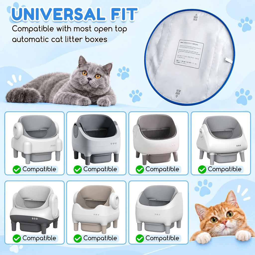 2Pcs Waterproof Pads for Self Cleaning Cat Litter Box with 30 Liner Bags