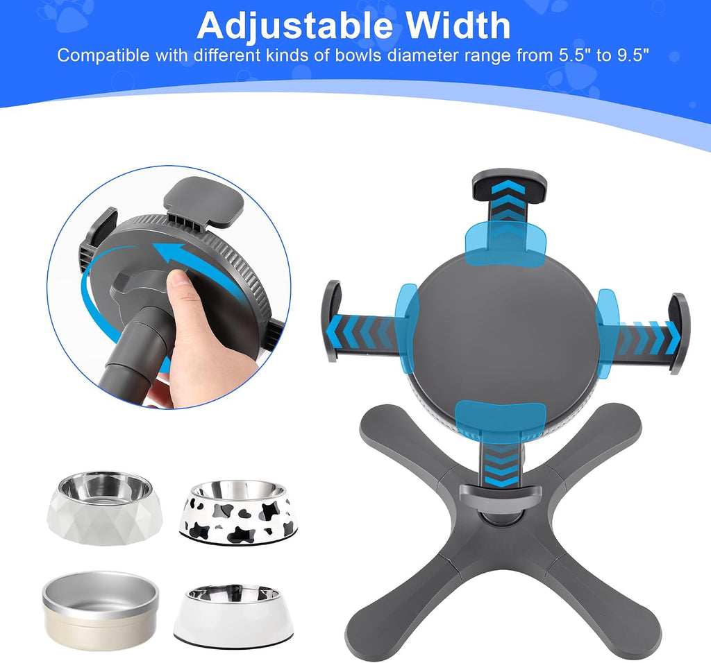 Dog Bowls Elevated Adjustable Stand,Tilted Raised Feeder for 5.5‑9.5in Bowl