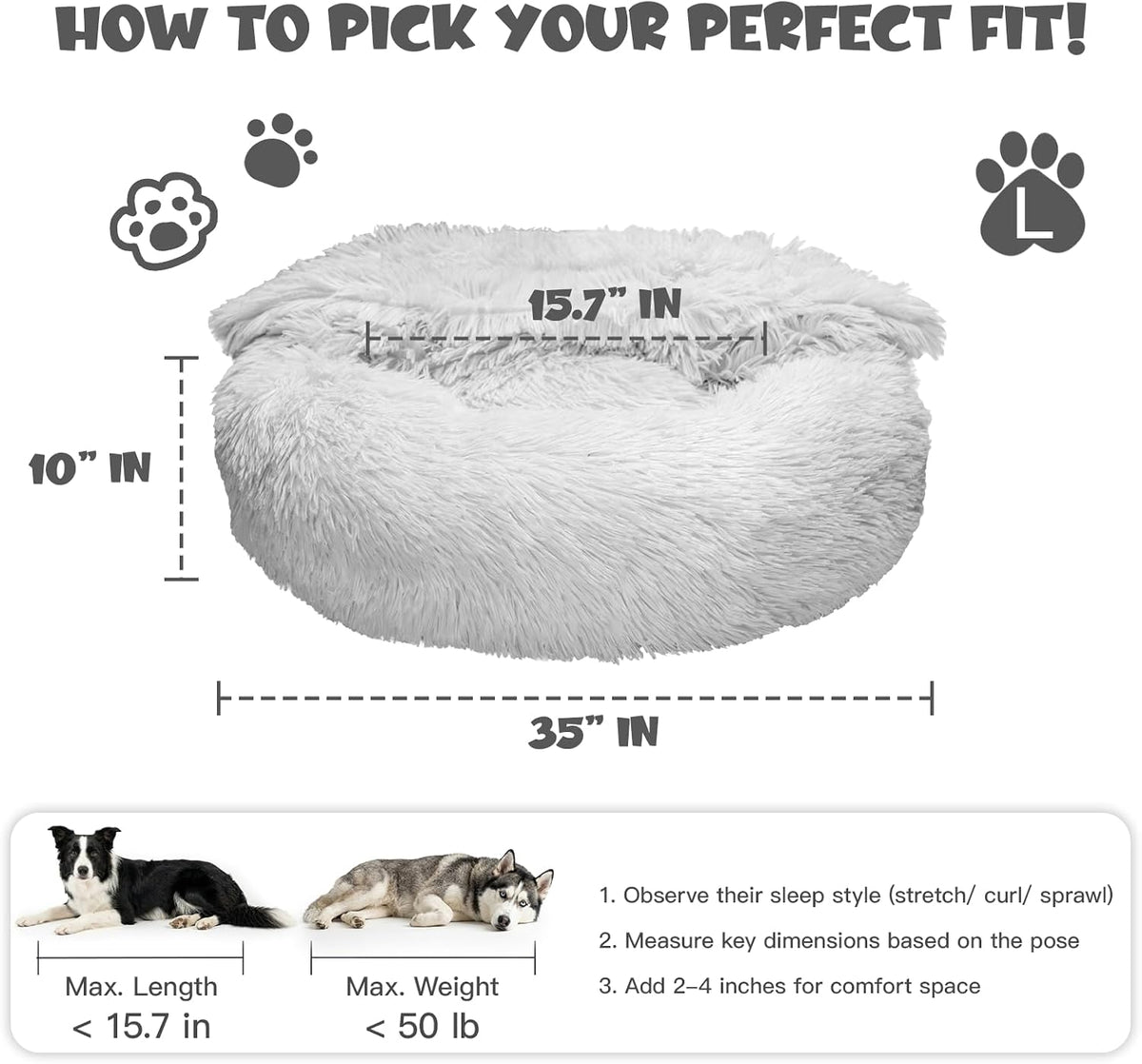 Himax Covered Large Dog Bed with Blanket Attached Calming Burrow Light Grey