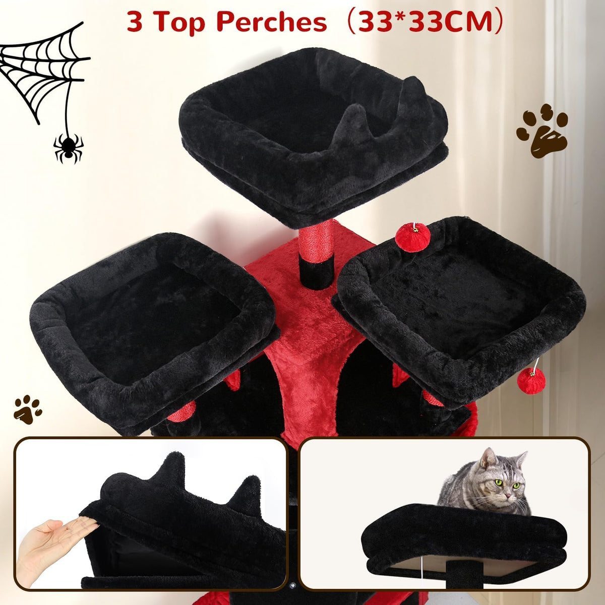 Globlazer Big XL Gothic Cat Tower for Indoor Multiple Cats, F68B
