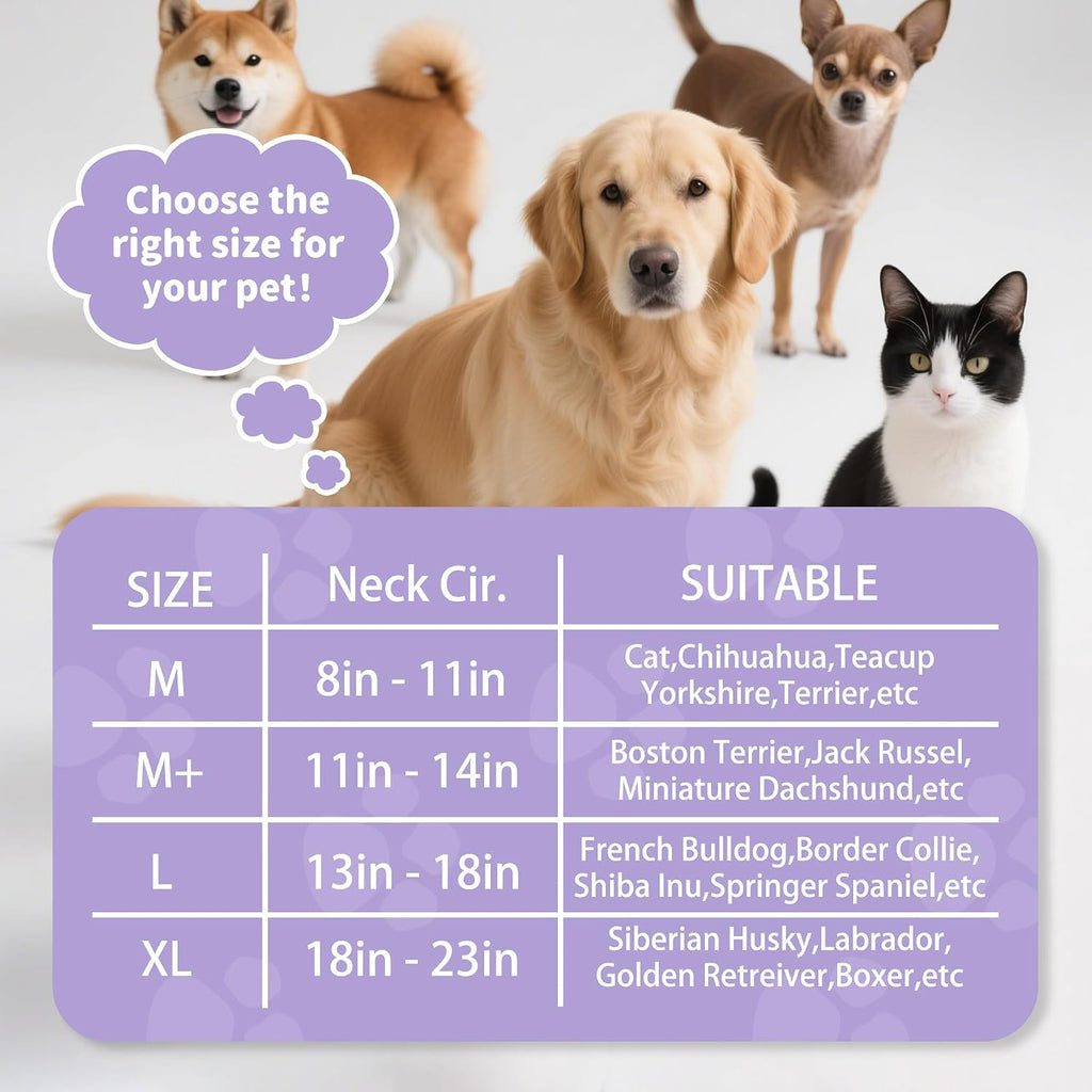 Inflatable Recovery Dog Cone Collar for Large Medium Dogs After Surgery, Soft Dog Donut Collar Adjustable Recovery Bone for Pets, Prevent from Biting & Scratching (Pink, M+)