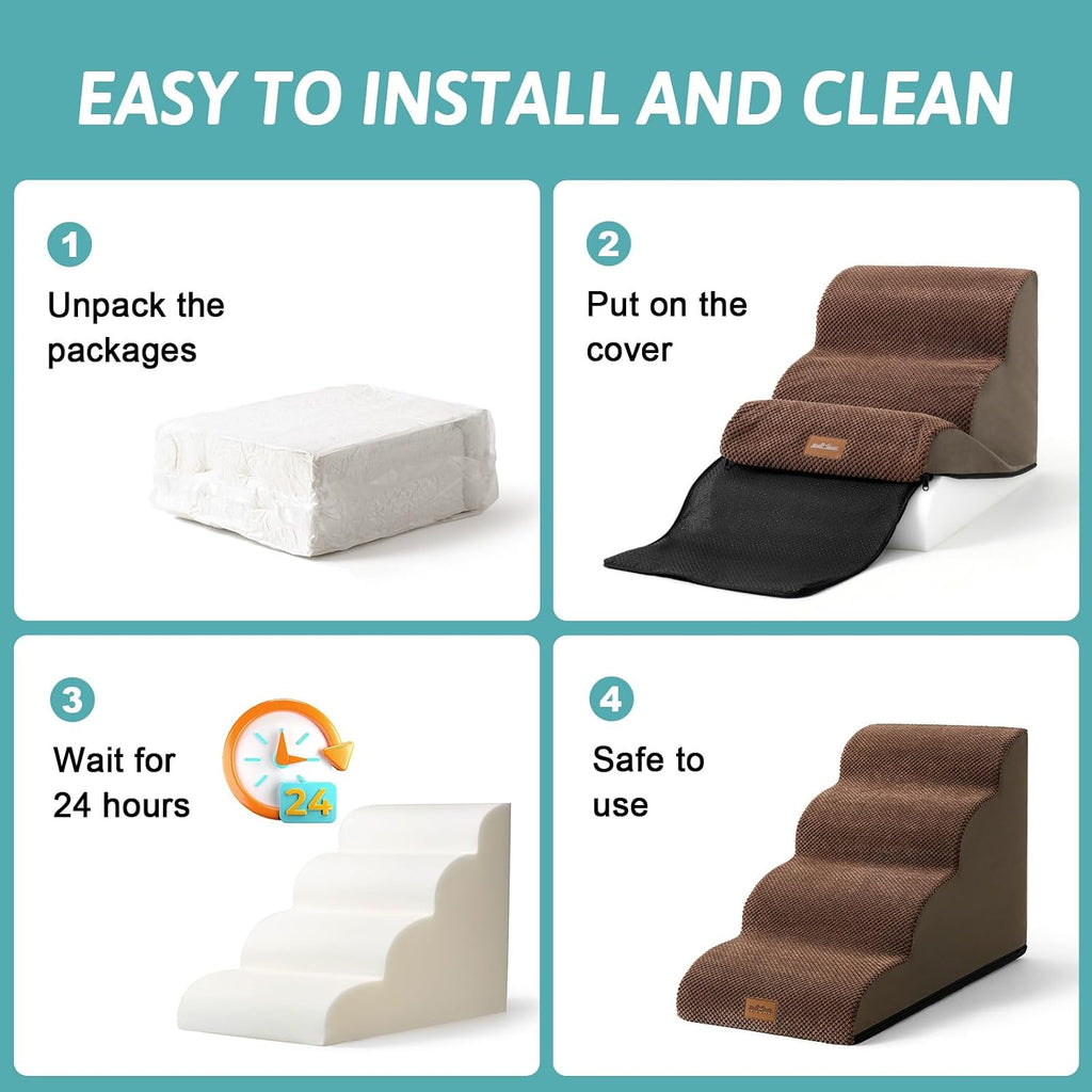 COZY KISS Dog Stair for Small Dog 11.8" H, 2 Step Pet Ramp for Chair