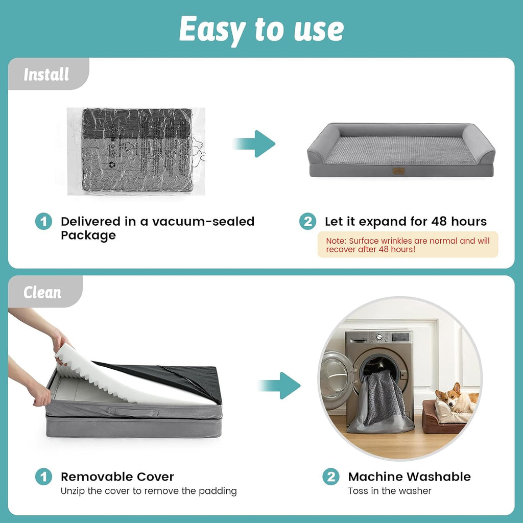 COZY KISS Orthopedic Dog Bed for Medium Small Size Dogs, U Shaped 30x20 in