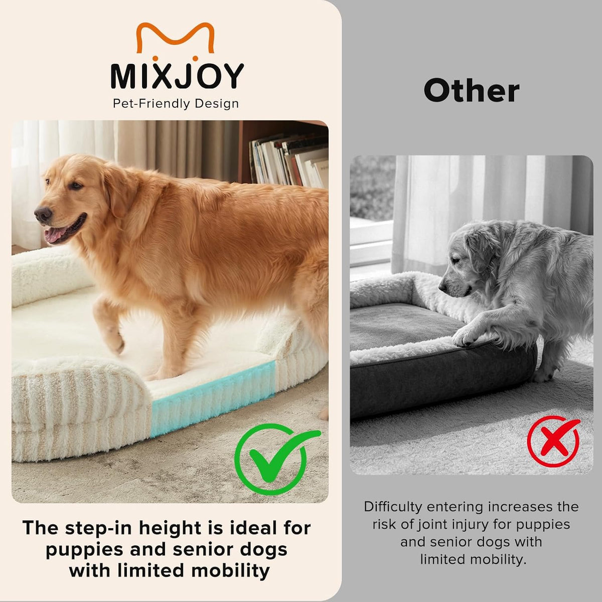 MIXJOY Orthopedic Dog Beds Large Sized Dog,Washable XXL Large Dog Bed,48"