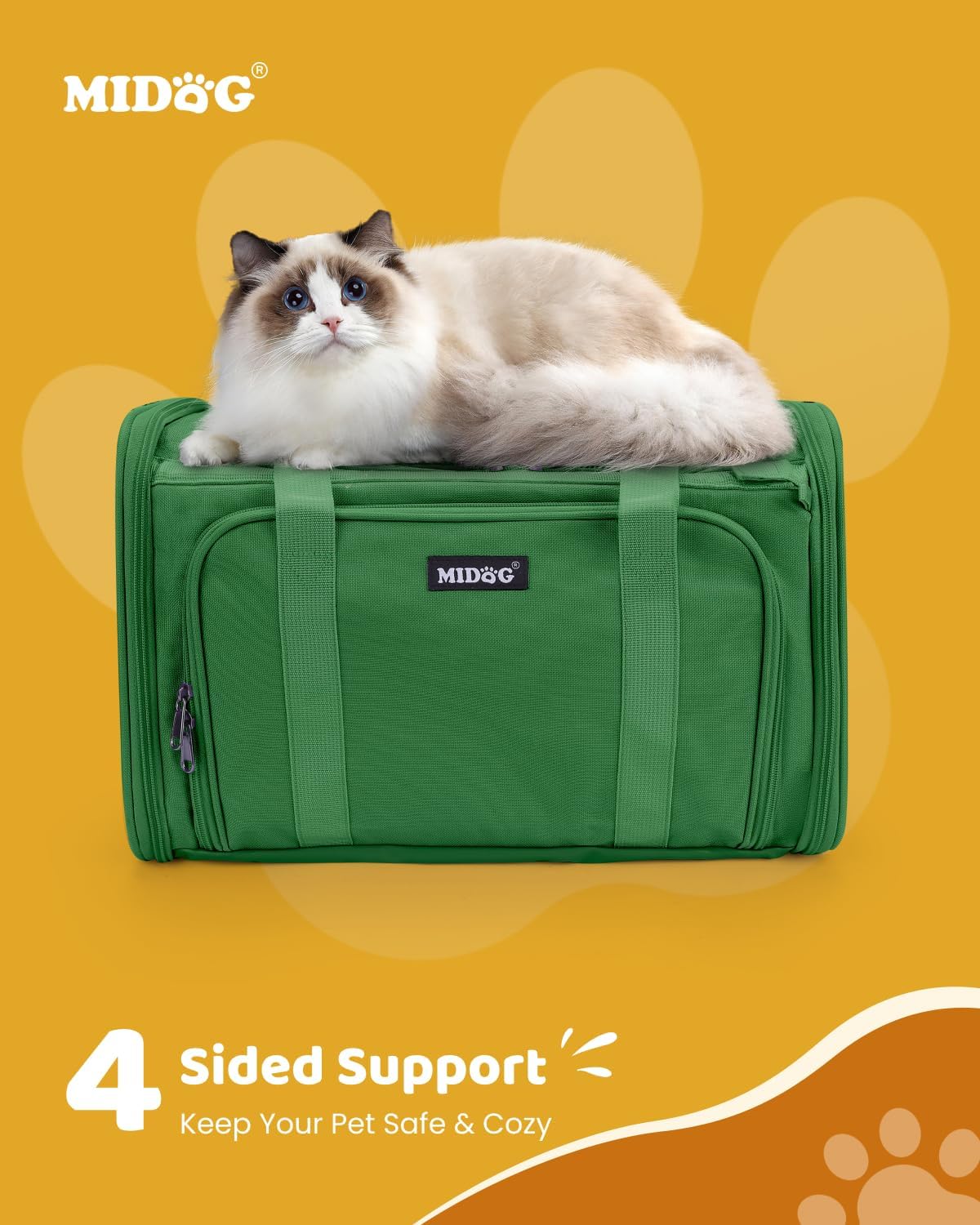 MIDOG Soft Cat Carrier Airline Approved, Expandable for Cats Up to 15lbs