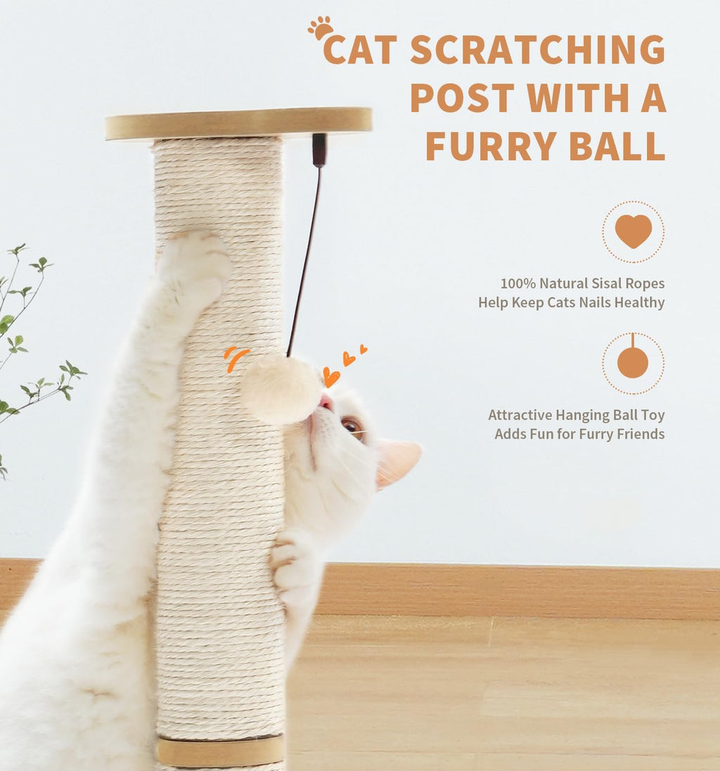 Made4Pets Cat Scratching Post for Indoor Cats with Ball Track 23.4"
