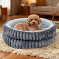 Washable Round Donut Dog Bed,Cat Beds for Indoor Cats(Grey,M)