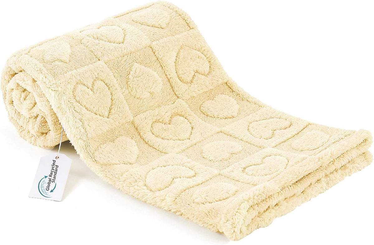 gogobunny Large Pet Blanket for Dogs Cats, Ultra Soft 300GSM Coral Fleece Washable Furniture Protector for Couch Bed Car Seat, Calming Crate Mat Blanket for Large Breeds, Beige, 60x80IN