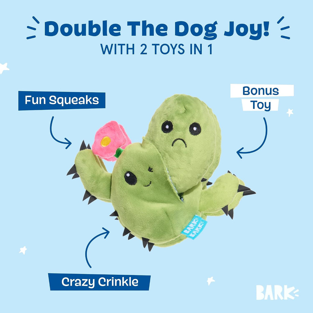 BarkBox Consuela the Cactus 2-in-1 Interactive Plush Dog Toy | Squeaky Dog Chew Toy with Crinkle Layers - For Large Dogs and Puppies