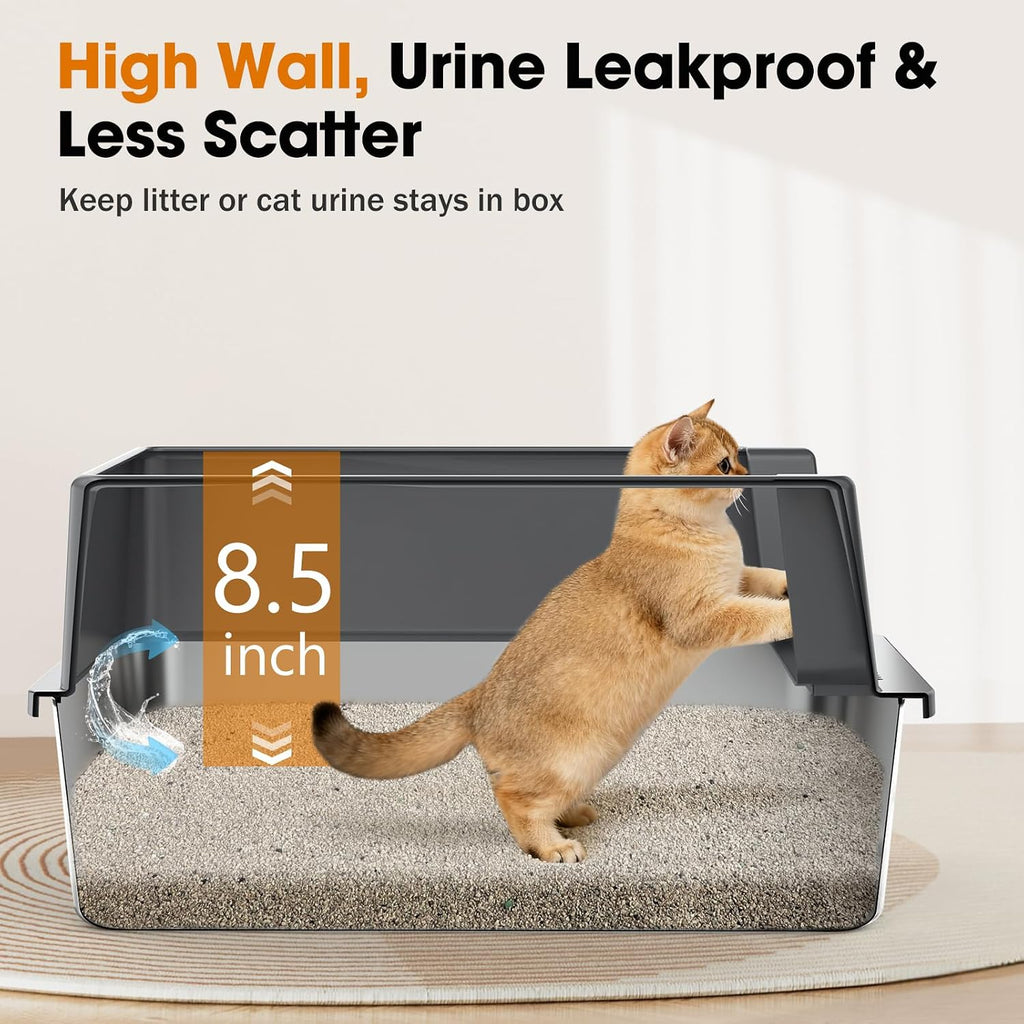 2PACK Stainless Steel Cat Litter Box, Small Cats Metal Litter Box