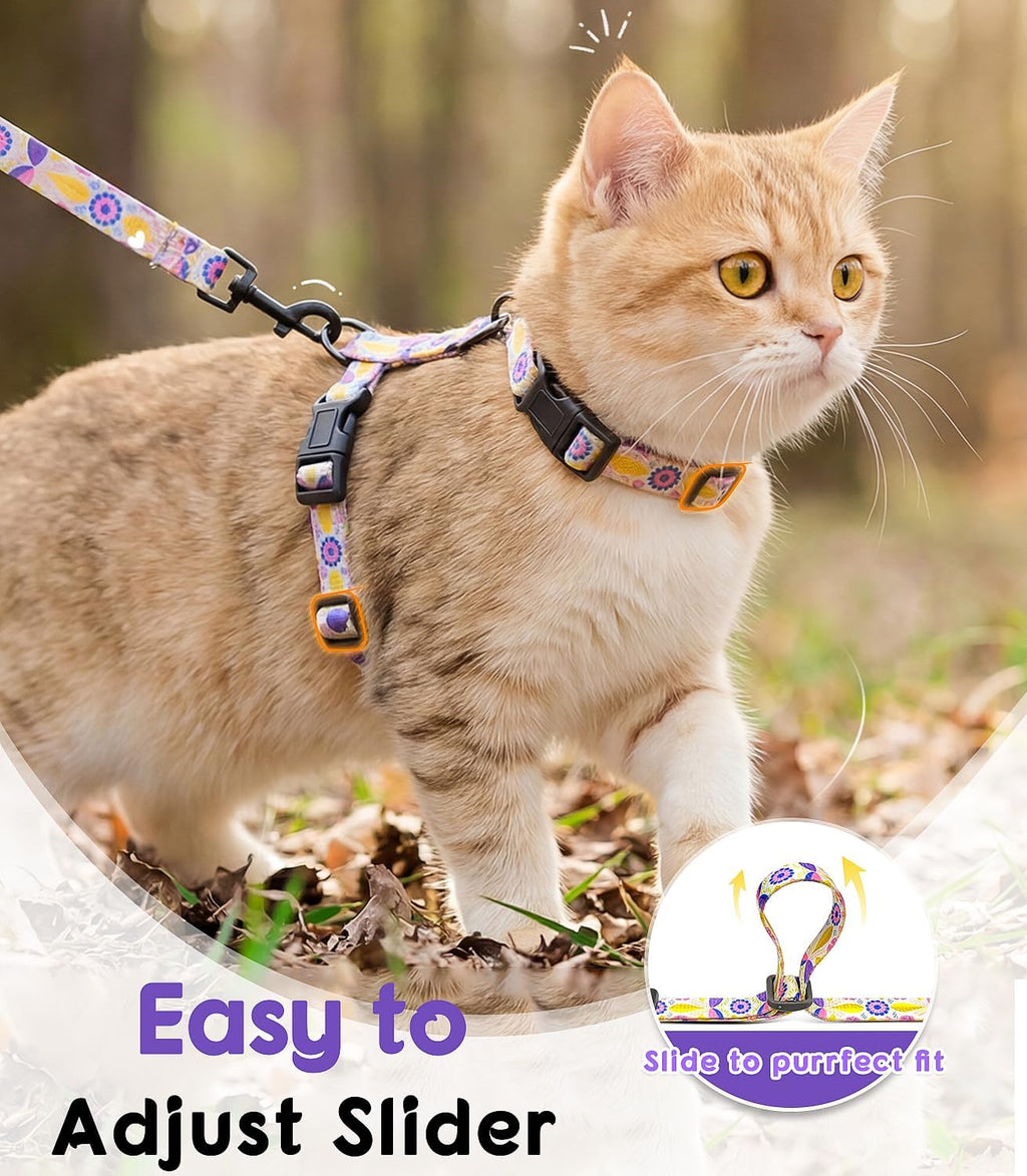 Halypet 2-Pack Cat Harness and Leash Set, Escape Proof 3-in-1 Adjustable Harness for Cats, Soft Lightweight, Easy On & Control for Walking, Travel & Outdoor Use, Small (White & Orange)