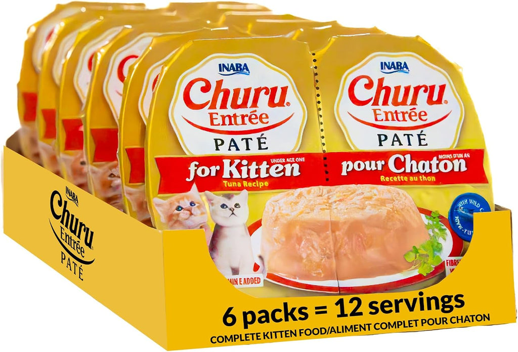 INABA Churu Entree Pate Kitten Wet Cat Food Cup, Tuna, 6ct