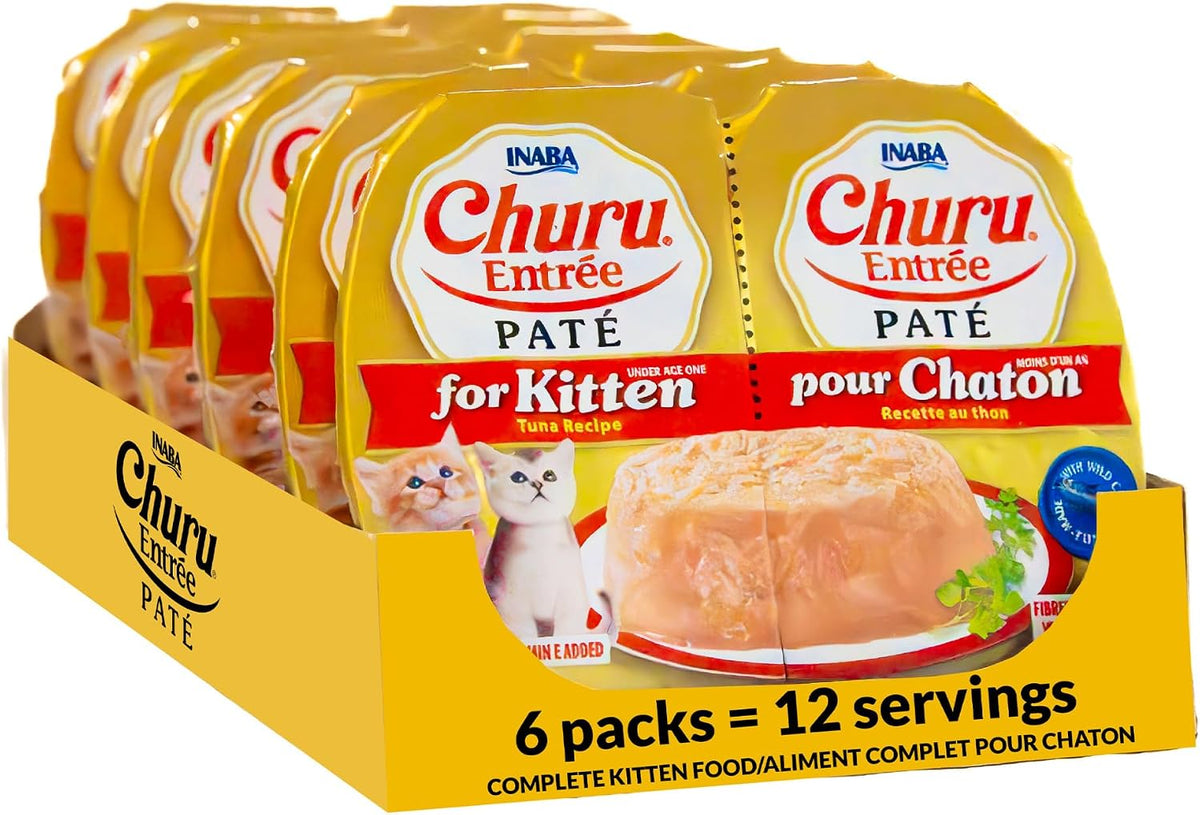 INABA Churu Entree Pate Kitten Wet Cat Food Cup, Tuna, 6ct