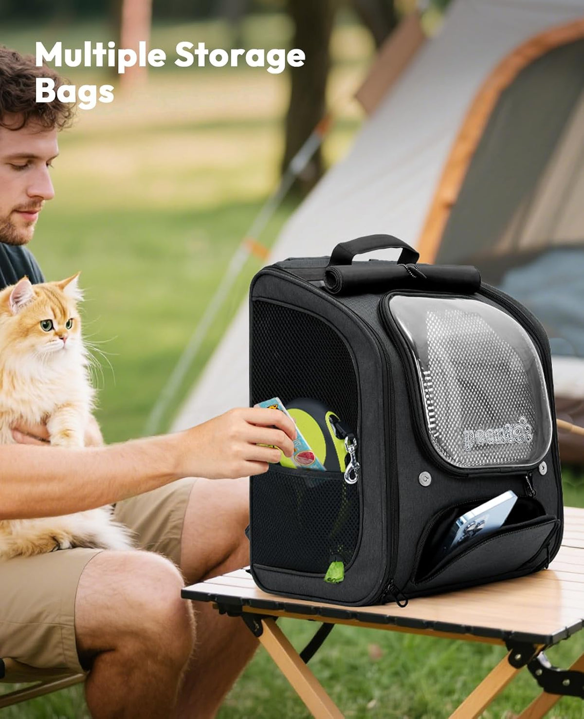 Pecute Cat Backpack Carrier,Large Space Cat Bubble Backpack,Ergonomic,Black
