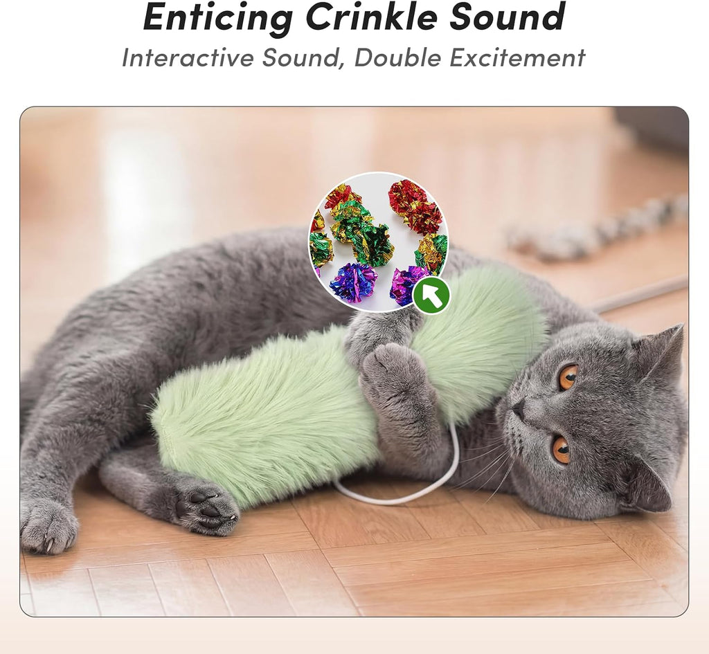 Catnip Cat Toys 4 Pack, Soft Cat Pillow Kicker Toys with Crinkle Sound, Interactive Cat Plush Toys for Indoor Cats and Kittens