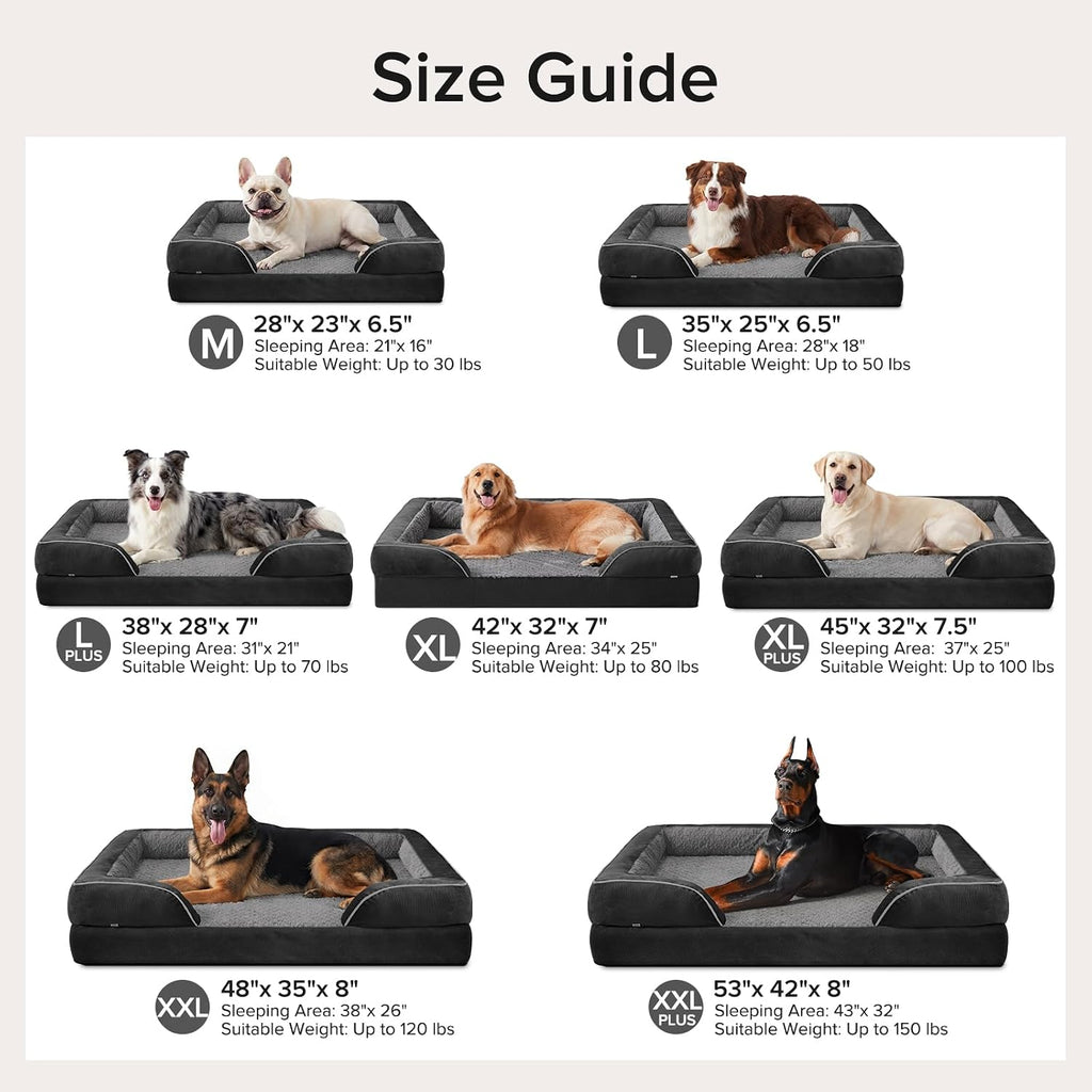 INVENHO Orthopedic Medium Dog Dogs, Egg-Crate Foam Dog Couch with Washable Removable Cover, Waterproof Lining and Nonskid Bottom