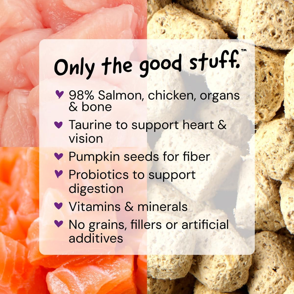 Stella & Chewy's Freeze-Dried Raw Cat Dinner Morsels - Premium Salmon & Chicken Recipe with 98% Wild-Caught & Cage-Free Protein - Natural Grain-Free Cat & Kitten Food - Made in USA - 3.5 oz