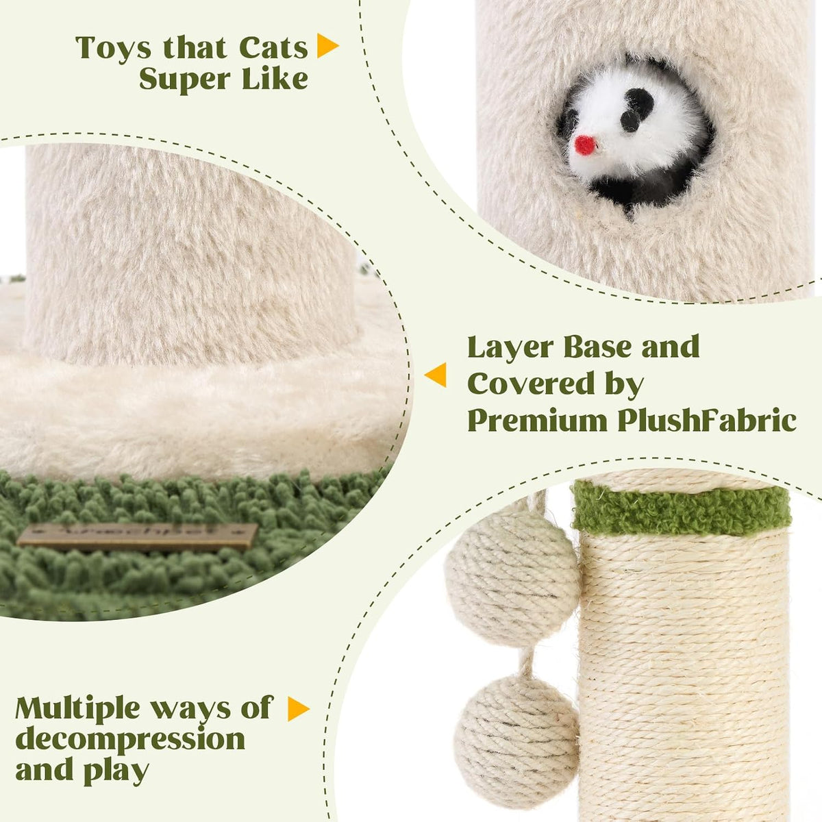 Woochpet Cat Scratching Post for Indoor Cats,36" Tall Cat Scratcher （White）