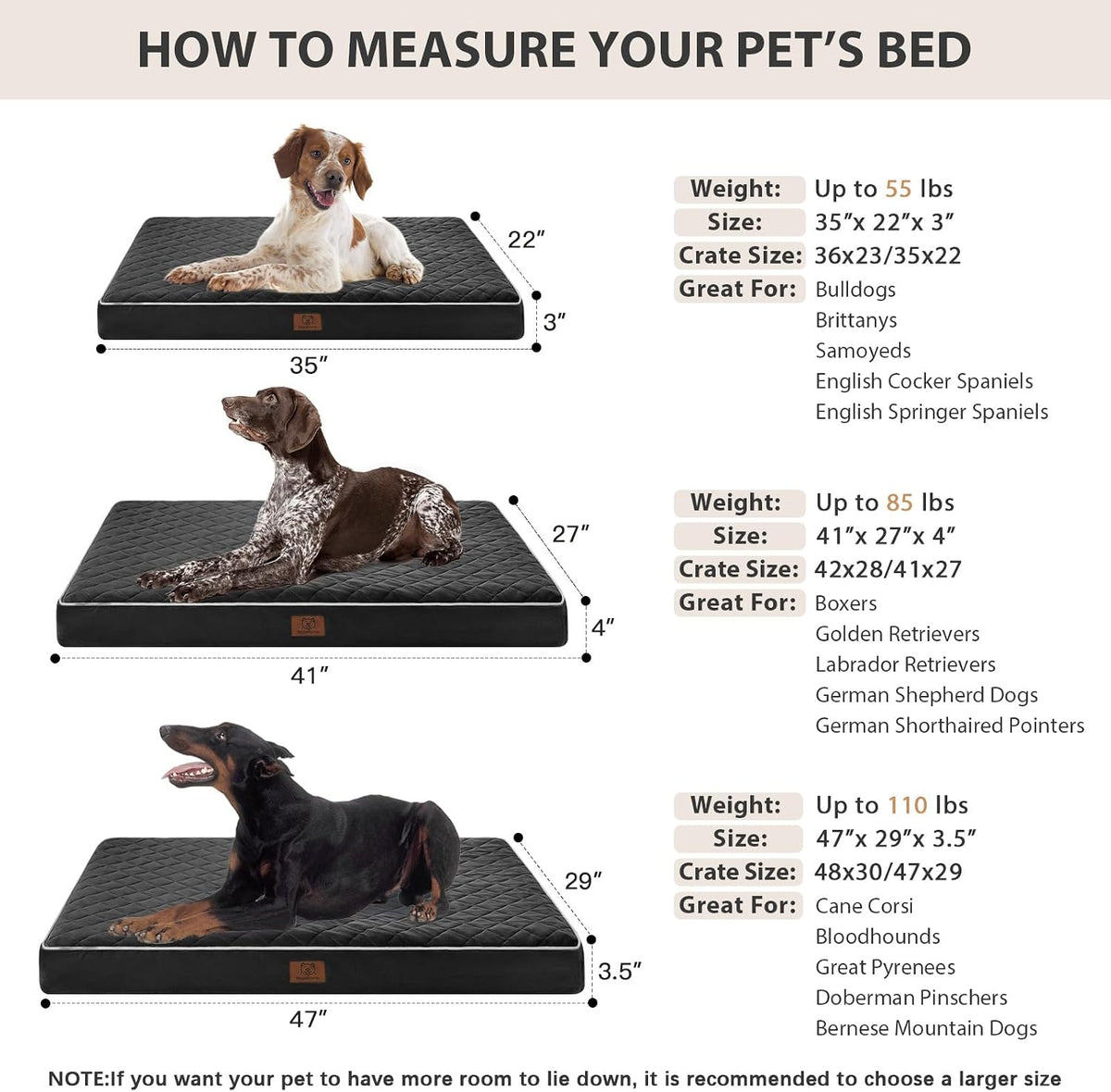 WNPETHOME Orthopedic Waterproof Large Dog Bed for Crate Cozy Sleep