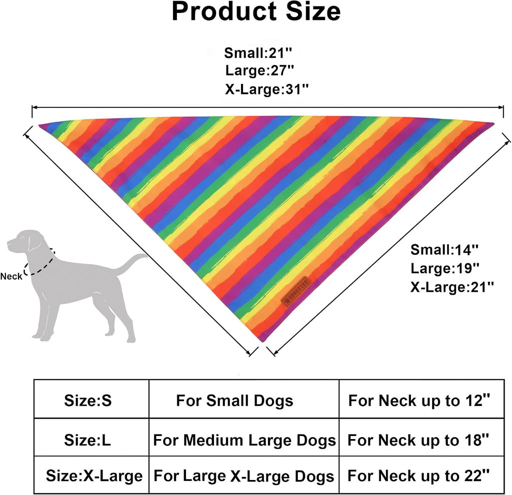 ADOGGYGO Rainbow Dog Bandana, Reversible Pride Bandana for Dogs, X-Large