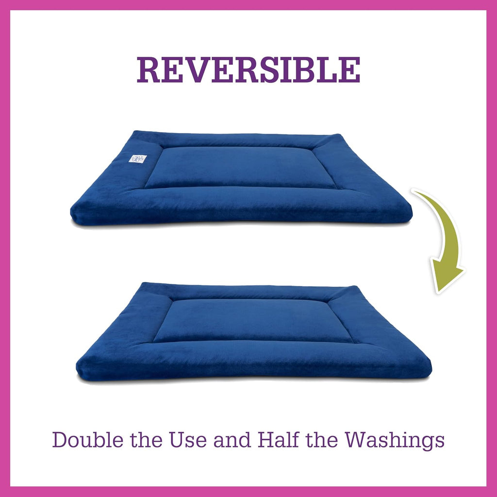 Pet Dreams Dog Crate Pad - Washable Kennel Mat, Crate Pads for Dog Cages, Non-Toxic, Flat Indoor Cat Bed, Fits iCrate 18, 24, 30, 36, 42, 48 Inches (Blue, X Small, 18")
