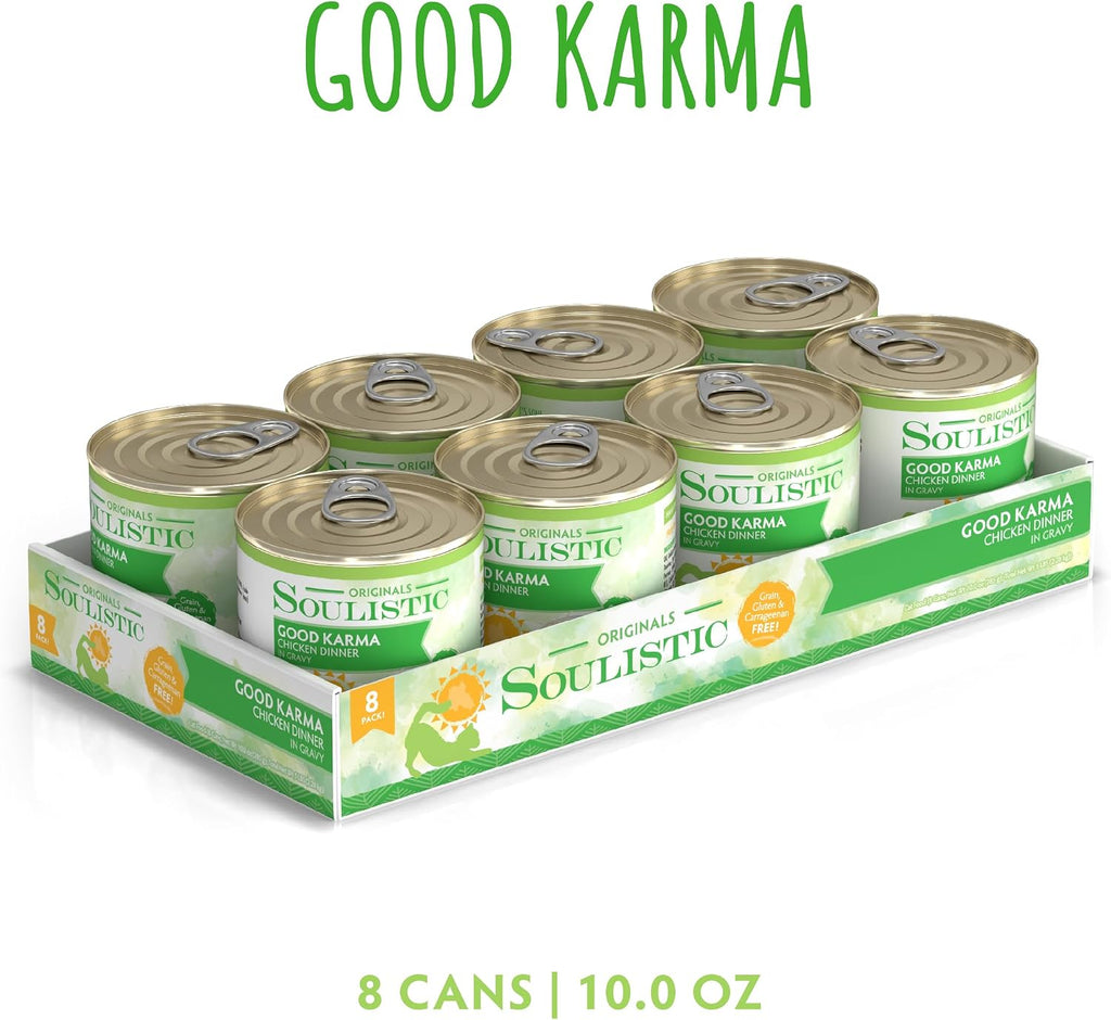 Soulistic Originals Wet Cat Food, Good Karma Chicken Dinner in Gravy, 10oz Can, Pack of 8