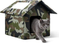 Cat House for Outdoor Cats, Weatherproof Feral Cat House with Mat and Doors, Easy to Put Together, Collapsible Warm Pet Nest Kitty Shelter for Winter, Never Blow Away