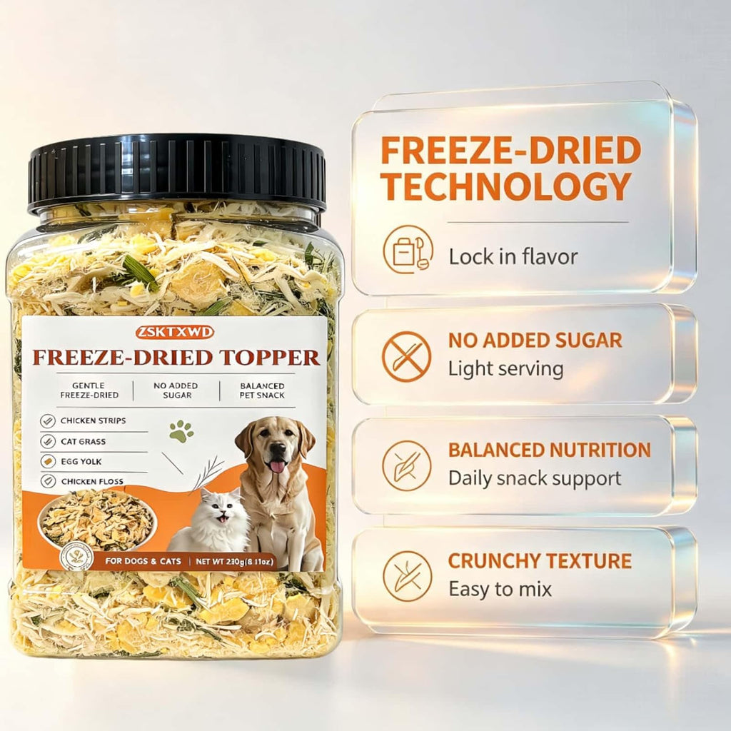 8.11 oz Dog & Cat Food Topper - Freeze-Dried Chicken Flavor Cat Grass Bites