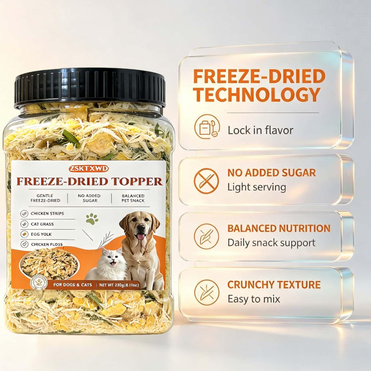 8.11 oz Dog & Cat Food Topper - Freeze-Dried Chicken Flavor Cat Grass Bites