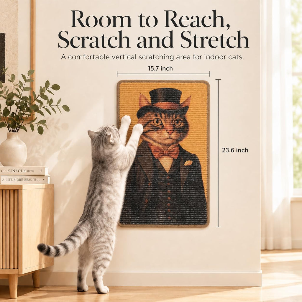 Art Sisal Cat Scratcher Mat, Cat Wall Scratchers for Indoor Cats