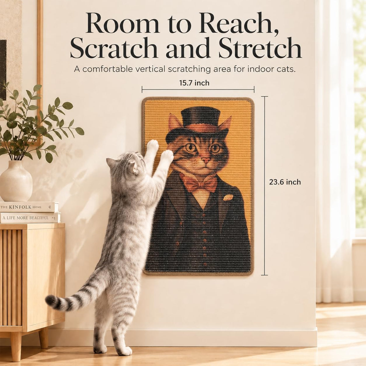 Art Sisal Cat Scratcher Mat, Cat Wall Scratchers for Indoor Cats