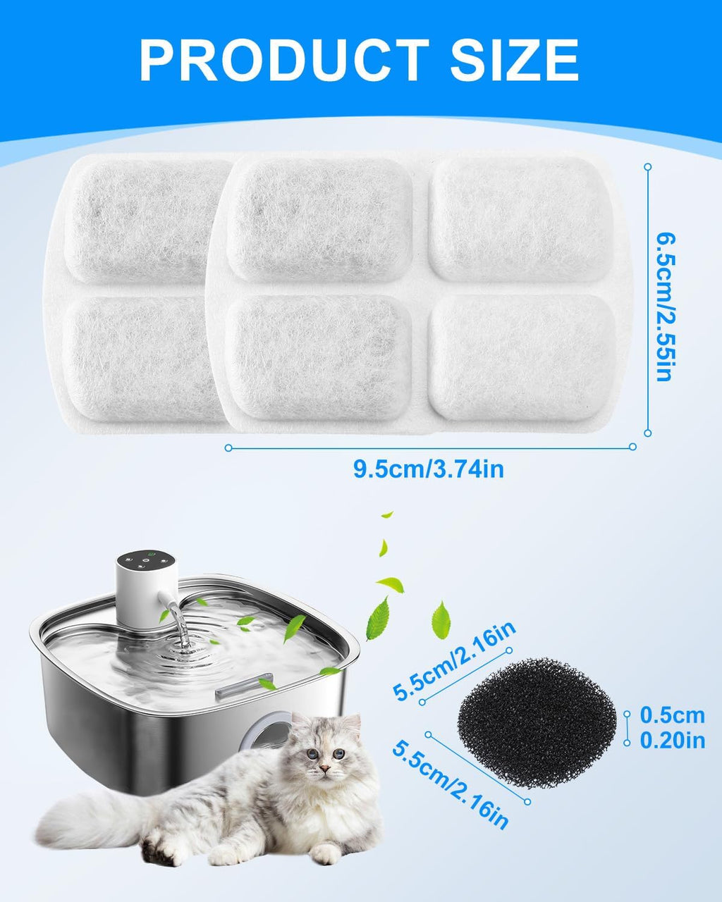 8+8Pcs Dog Water Filter Compatible with FEELNEEDY FN-W18 Fountain